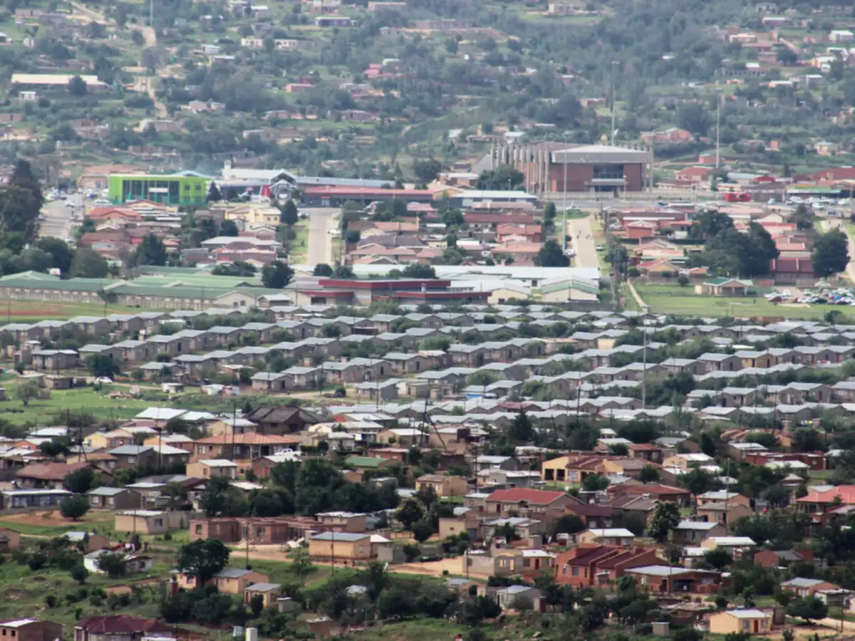 Phuthaditjhaba, looking across the houses to the town centre